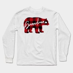 Grandma Bear. Buffalo plaid design Long Sleeve T-Shirt